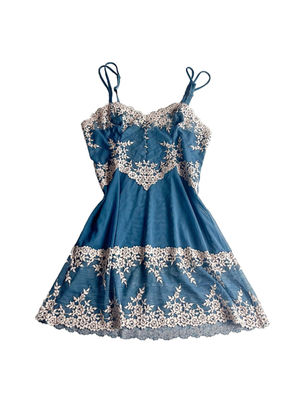 Wacoal Embrace Teal Lace Chemise Lingerie Nightgown 814191 Romantic Coquette